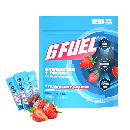 G Fuel Strawberry Splash Pack - Hydration + Focus - 20 Stick Packs
