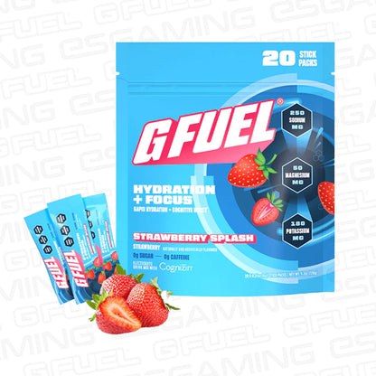 G Fuel Strawberry Splash Pack - Hydration + Focus - 20 Stick Packs