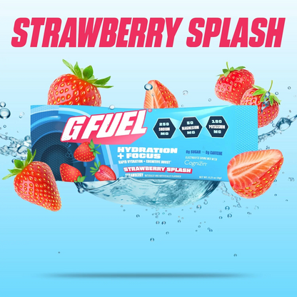 G Fuel Strawberry Splash Pack - Hydration + Focus - 20 Stick Packs