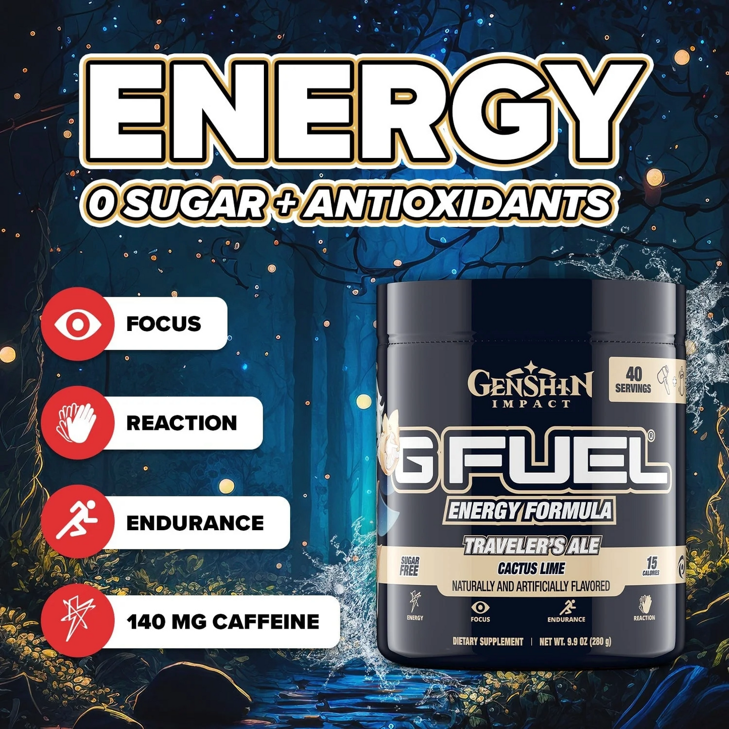 G Fuel Traveler's Ale Tub - 40 Servings - Genshin Impact