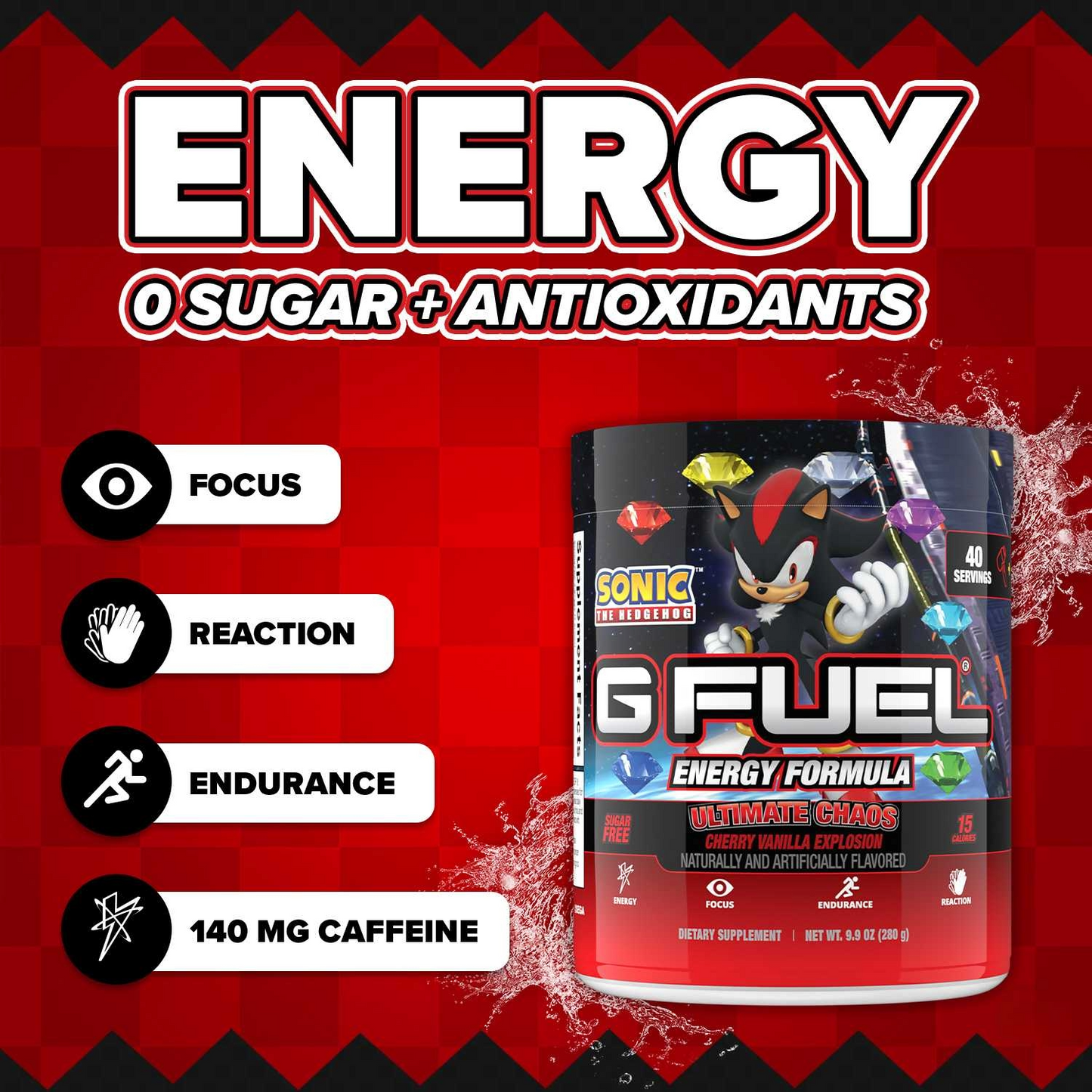G Fuel Ultimate Chaos Tub - 40 Servings - Sonic The Hedgehog