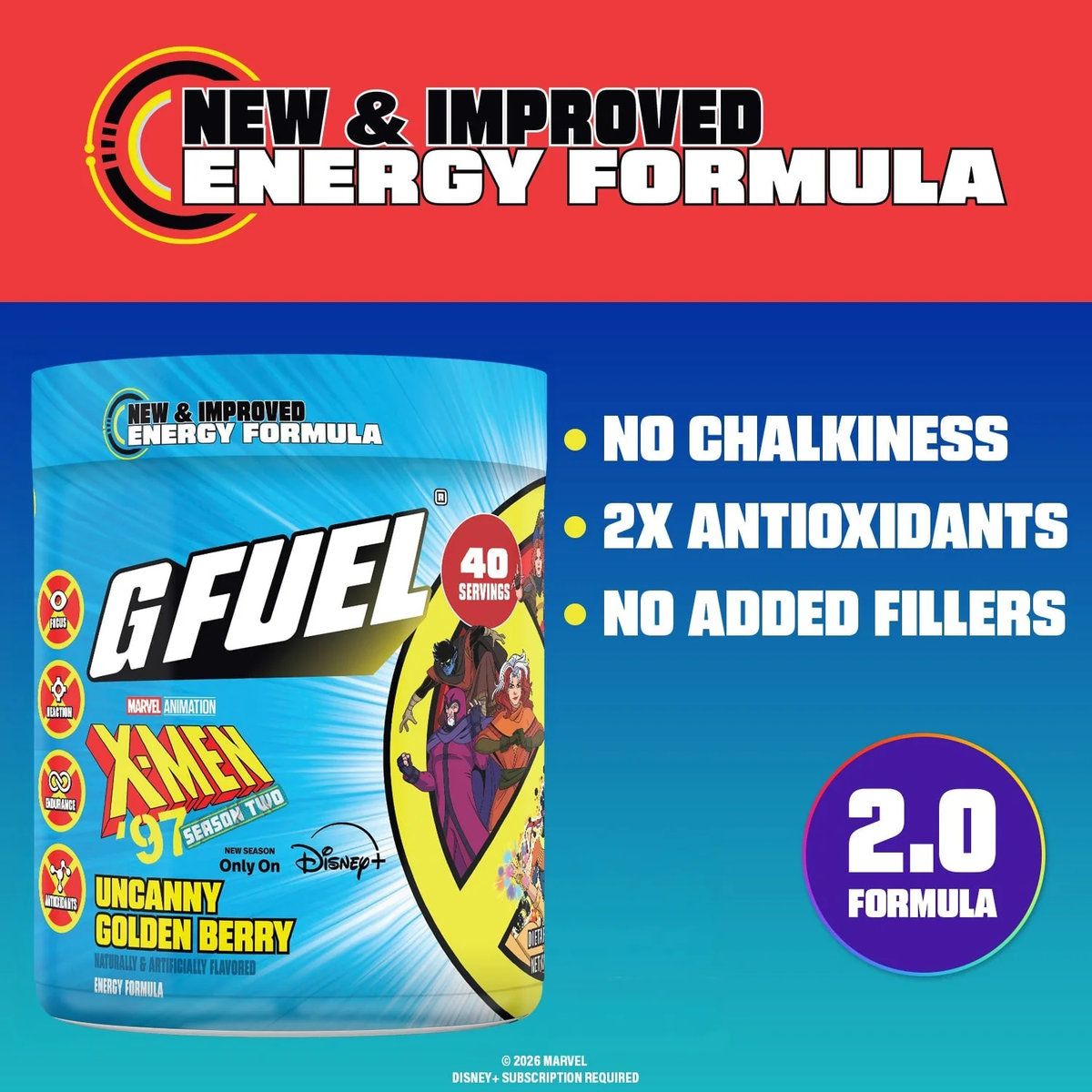 G Fuel Uncanny Golden Berry 2.0 Tub - 40 Servings - X-Men 97