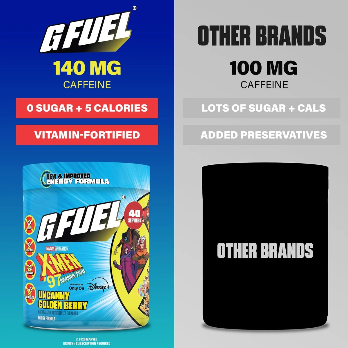 G Fuel Uncanny Golden Berry 2.0 Tub - 40 Servings - X-Men 97