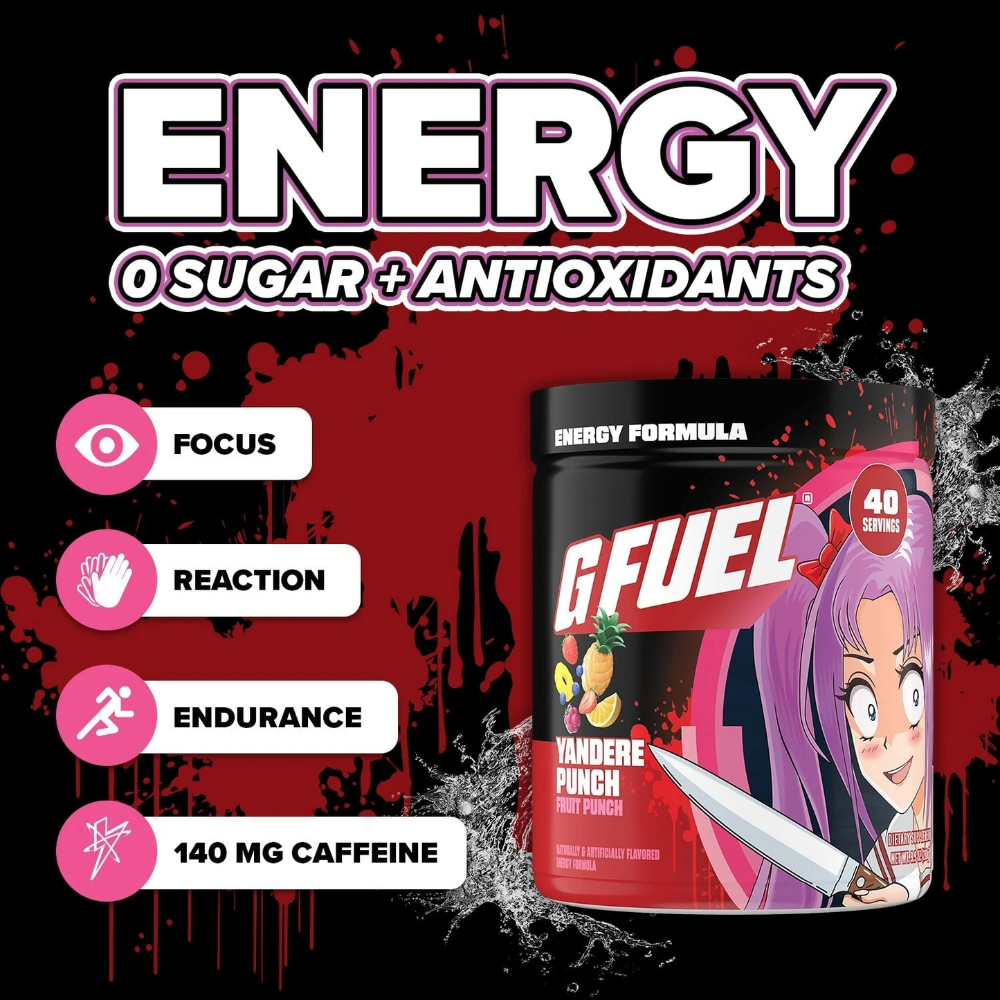G Fuel Yandere Punch Tub - 40 Servings