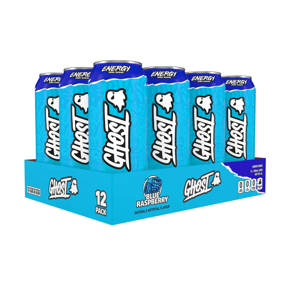 Ghost Energy Blue Raspberry Cans - 12 x 500ml