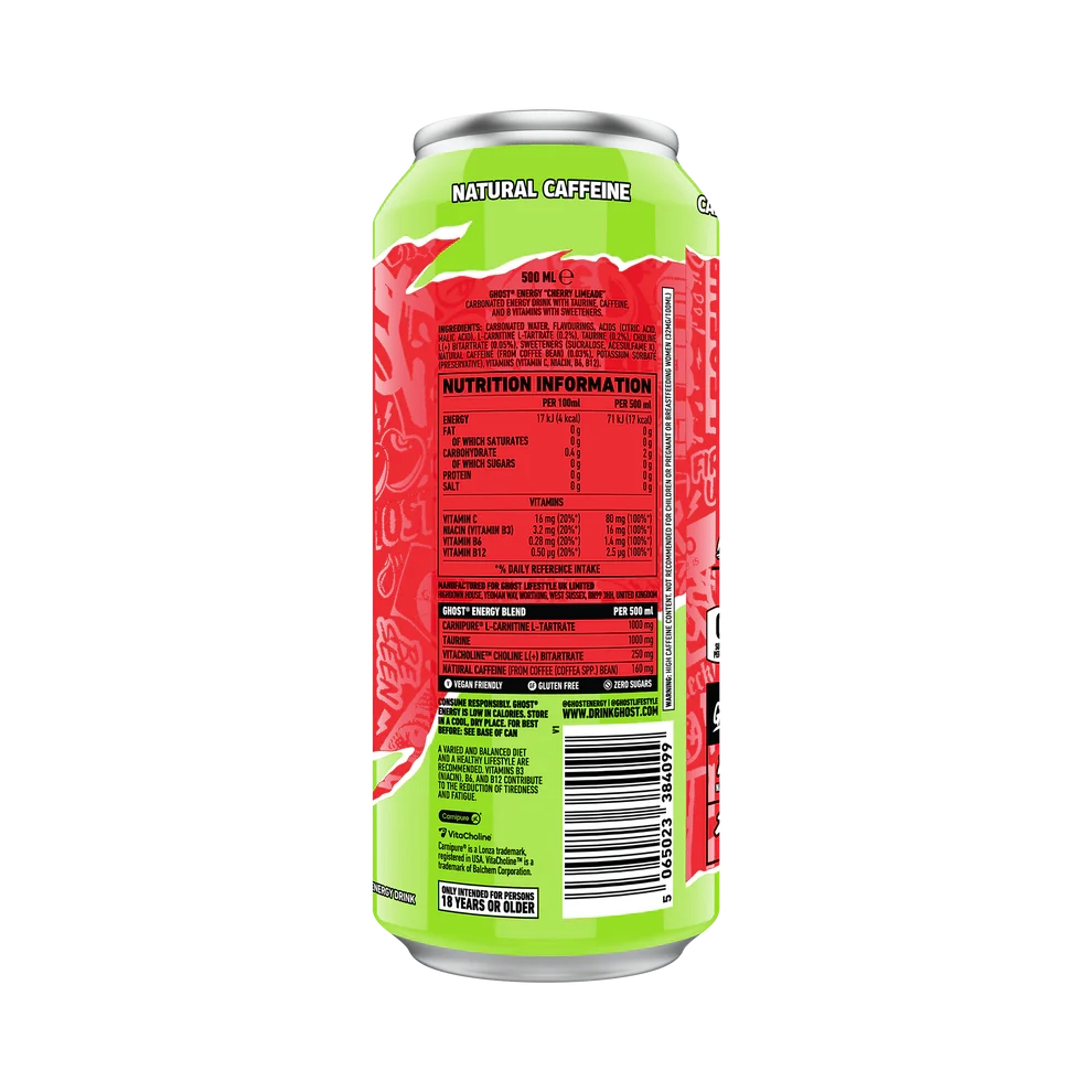 Ghost Energy Cherry Limeade Cans - 12 x 500ml