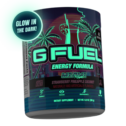 G Fuel Miami Nights Tub - 40 Servings - Glow In The Dark Bundle