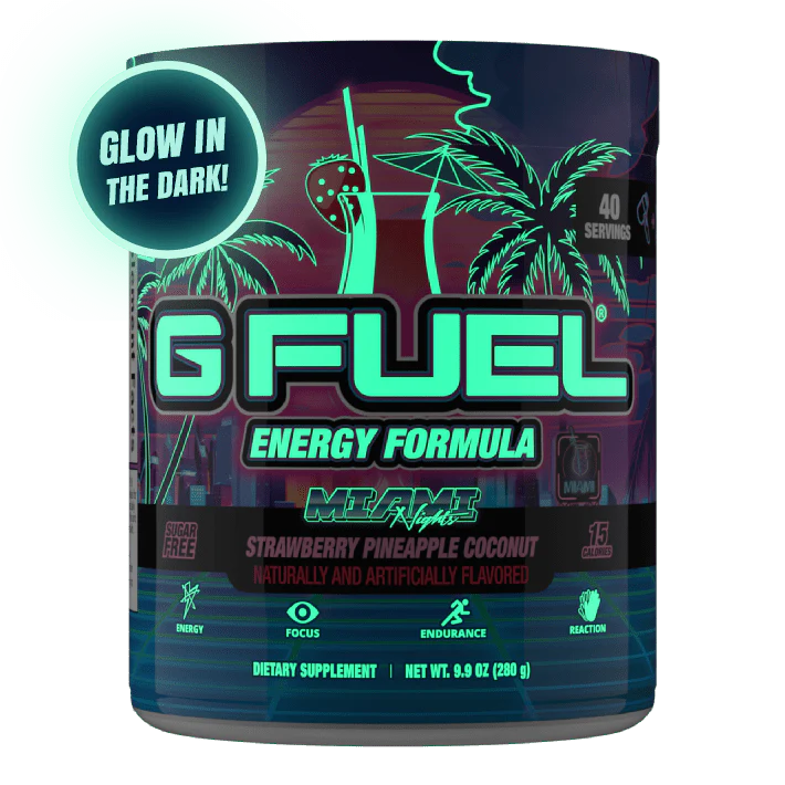 G Fuel Miami Nights Tub - 40 Servings - Glow In The Dark