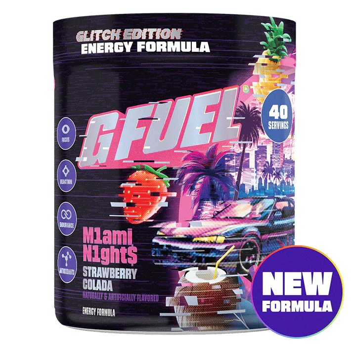 G Fuel Miami Nights 2.0 Tub - 40 Servings - Glitch Edition